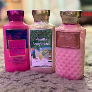 Bath & Body Works Pink, White, and Gold Body Lotion Trio